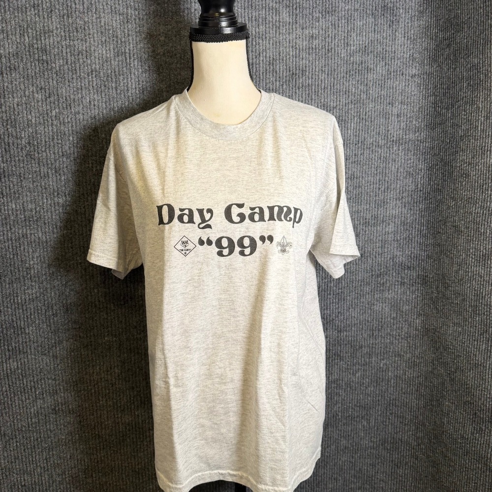 Hanes Cub Scouts Day Camp 99 T-Shirt Adult M Gray Excellent Vintage Graphic Tee